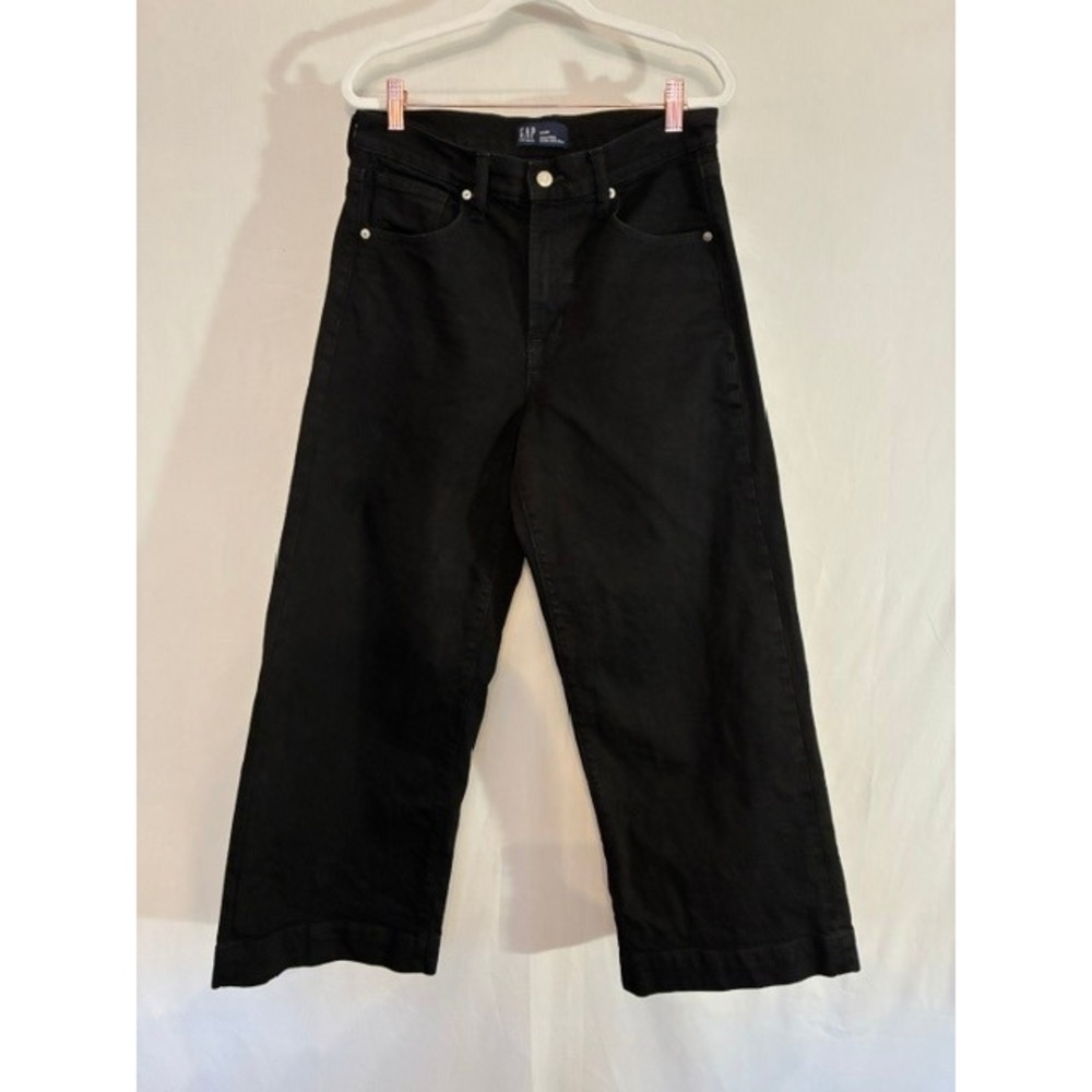 GAP Denim High Rise Wide Leg Crop Black size 8/29